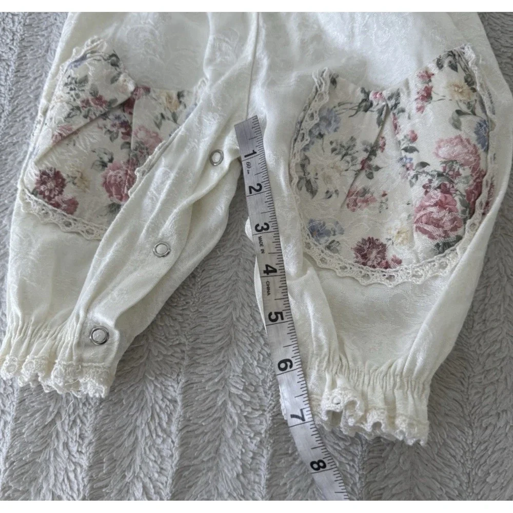 Vintage Teeter-Totter Baby Romper Size 6 Months Floral Jumpsuit Tapestry Brocade